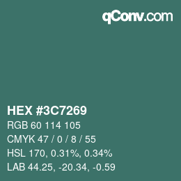 Color code: HEX #3C7269 | qconv.com