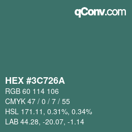 Color code: HEX #3C726A | qconv.com