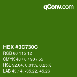 Color code: HEX #3C730C | qconv.com