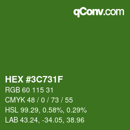 Color code: HEX #3C731F | qconv.com