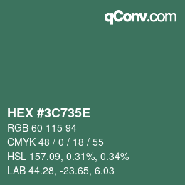 Color code: HEX #3C735E | qconv.com