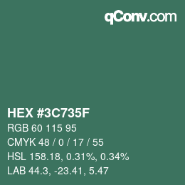 Color code: HEX #3C735F | qconv.com