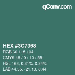 Color code: HEX #3C7368 | qconv.com