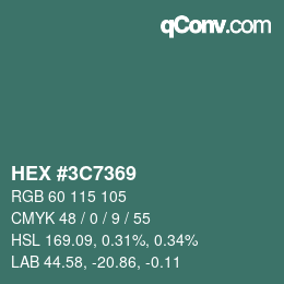 Color code: HEX #3C7369 | qconv.com