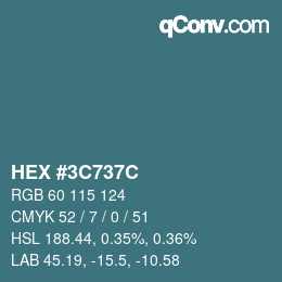 Color code: HEX #3C737C | qconv.com
