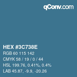 Color code: HEX #3C738E | qconv.com