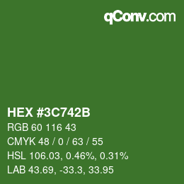 Color code: HEX #3C742B | qconv.com