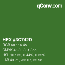 Color code: HEX #3C742D | qconv.com