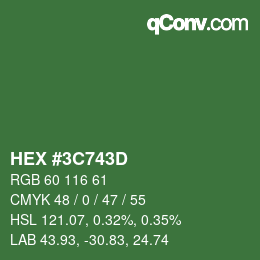 Color code: HEX #3C743D | qconv.com
