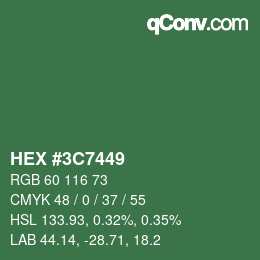 Color code: HEX #3C7449 | qconv.com