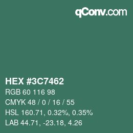 Color code: HEX #3C7462 | qconv.com