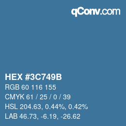 Color code: HEX #3C749B | qconv.com