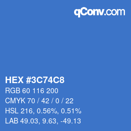 Color code: HEX #3C74C8 | qconv.com