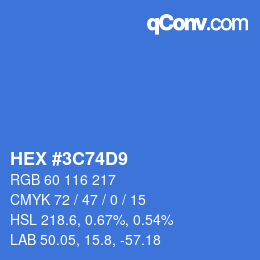 Color code: HEX #3C74D9 | qconv.com