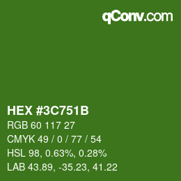Color code: HEX #3C751B | qconv.com