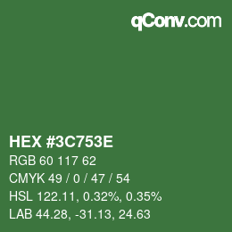 Color code: HEX #3C753E | qconv.com