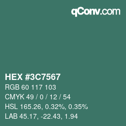 Color code: HEX #3C7567 | qconv.com