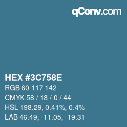 Color code: HEX #3C758E | qconv.com