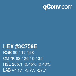 Color code: HEX #3C759E | qconv.com