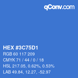 Color code: HEX #3C75D1 | qconv.com
