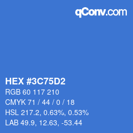 Color code: HEX #3C75D2 | qconv.com