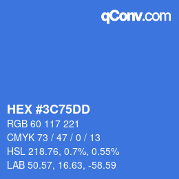Color code: HEX #3C75DD | qconv.com