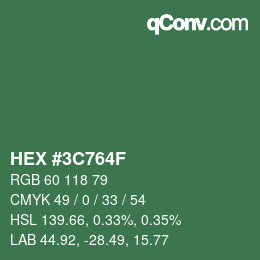 Color code: HEX #3C764F | qconv.com