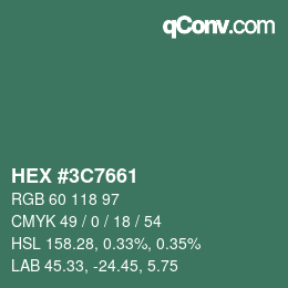 Color code: HEX #3C7661 | qconv.com
