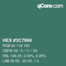 Color code: HEX #3C7669 | qconv.com