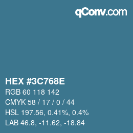 Color code: HEX #3C768E | qconv.com