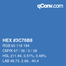 Color code: HEX #3C76B8 | qconv.com