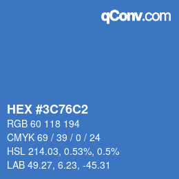 カラーコード: HEX #3C76C2 | qconv.com