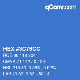 Color code: HEX #3C76CC | qconv.com