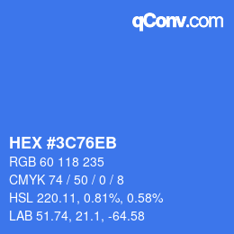 Color code: HEX #3C76EB | qconv.com