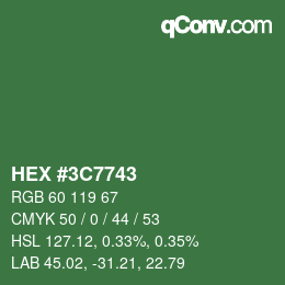 Color code: HEX #3C7743 | qconv.com