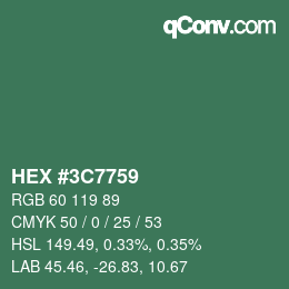 Color code: HEX #3C7759 | qconv.com