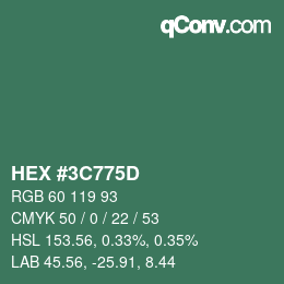 Color code: HEX #3C775D | qconv.com