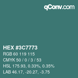 Color code: HEX #3C7773 | qconv.com