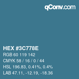 Color code: HEX #3C778E | qconv.com