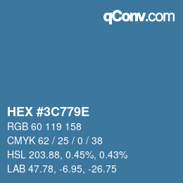 Color code: HEX #3C779E | qconv.com