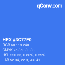 Color code: HEX #3C77F0 | qconv.com