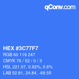 Color code: HEX #3C77F7 | qconv.com