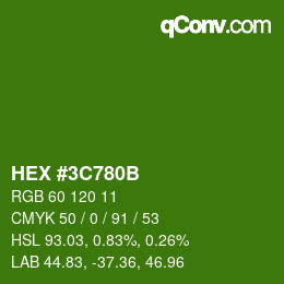 Color code: HEX #3C780B | qconv.com