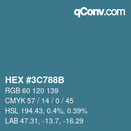 Color code: HEX #3C788B | qconv.com