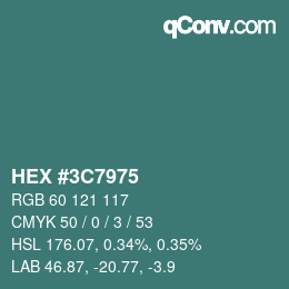 Color code: HEX #3C7975 | qconv.com