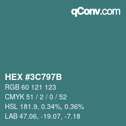 Color code: HEX #3C797B | qconv.com