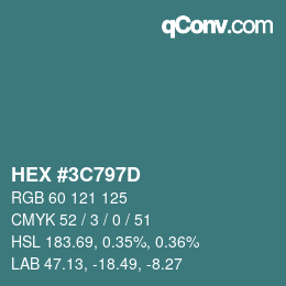 Color code: HEX #3C797D | qconv.com