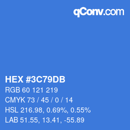 カラーコード: HEX #3C79DB | qconv.com