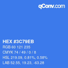 Color code: HEX #3C79EB | qconv.com