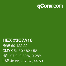 カラーコード: HEX #3C7A16 | qconv.com